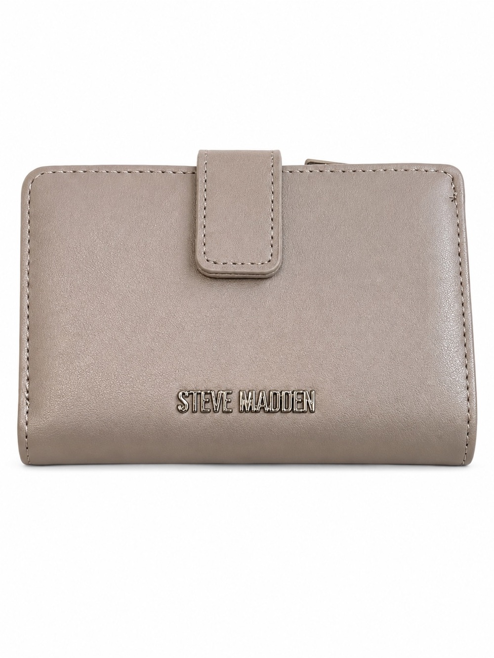 Steve Madden Taupe Bifold Wallet Organizer Zip Around Vegan Leather